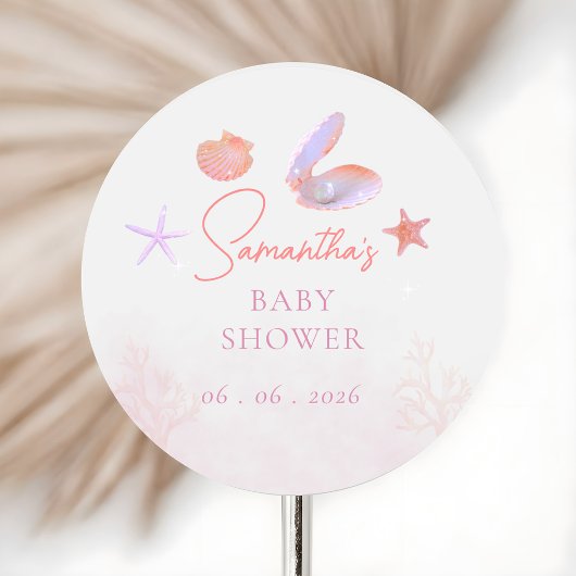 Sea you soon purple coral aesthetic  runder aufkleber