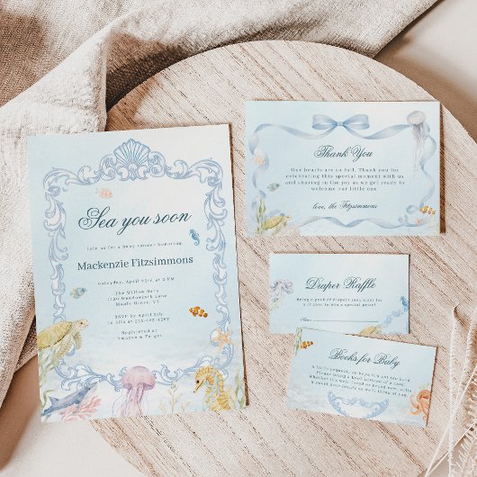 Sea You Soon Rococo Baby Shower Einladung