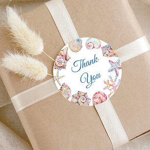 Sea You Soon Seashell Baby Shower Danke Runder Aufkleber