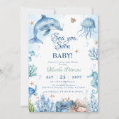 Sea You Soon Seashell Baby Shower Einladung (Vorderseite)