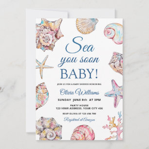 Sea You Soon Seashell Baby Shower Einladung