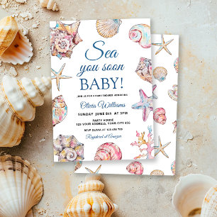 Sea You Soon Seashell Baby Shower Einladung