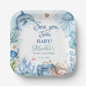 Sea You Soon Seashell Baby Shower Pappteller (Vorderseite)