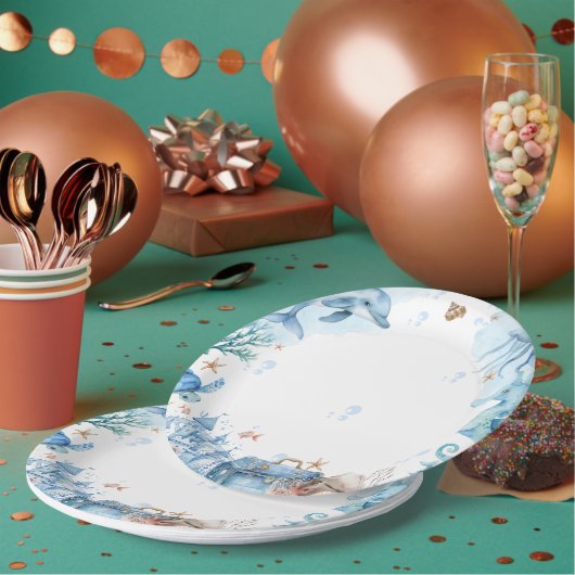 Sea You Soon Seashell Baby Shower Pappteller (Multi)