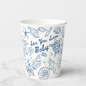 Sea you soon seashells beach boy baby shower pappbecher (Rückseite)