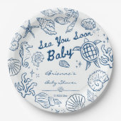 Sea you soon seashells beach boy baby shower pappteller (Vorderseite)
