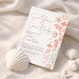 Sea You Soon Seashells Girl Baby Shower Einladung
