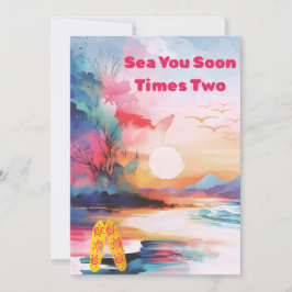 Sea You Soon Times Two Twin Baby Shower Invitation Feiertagskarte