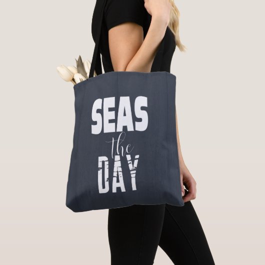 Sea Zitat "Seas The Day" Fett Typ Totbeutel Tasche (Von Nahem)