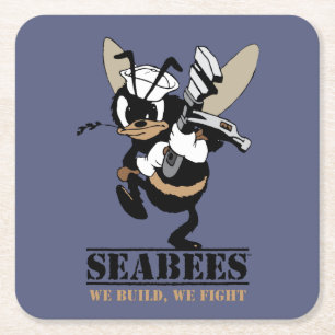 Seabees, die wir uns errichten, kämpfen rechteckiger pappuntersetzer