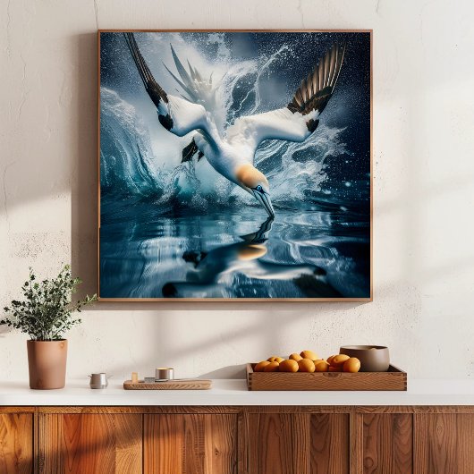 Seabird Gannet Coastal Nature Fotografy Art Poster