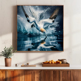 Seabird Gannet Coastal Nature Fotografy Art Poster
