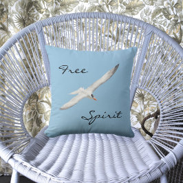 Seabird in Flight Free Spirit Sky Blue Kissen