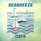 Seabreeze Cafe Segelboote und Wellen Fensteraufkleber (Blatt 3)
