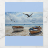 "Seabreeze Serenade" Farbenfrohe Bootszene Weinetikett (Einzelnes Label)