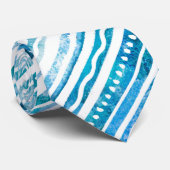 Seabreeze Watercolor Blue Strip Beach Muster Krawatte (Gerollt)