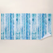 Seabreeze Watercolor Blue Strip Beach Muster Strandtuch (Vorderseite)