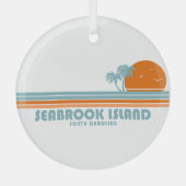 Seabrook Island South Carolina Sun Palm Trees Ornament Aus Glas (Vorderseite)
