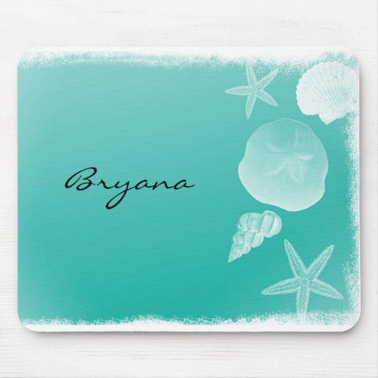 Seafoam Aquamarin Beach Ocean Muscheln Mouse Pad Mousepad (Vorne)