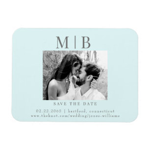 Seafoam B/W Couple Foto Wedding Save the Date Magnet