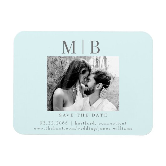 Seafoam B/W Couple Foto Wedding Save the Date Magnet (Horizontal)