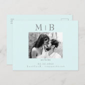 Seafoam B/W Couple Foto Wedding Save the Date Postkarte (Vorne/Hinten)