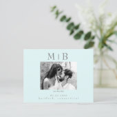 Seafoam B/W Couple Foto Wedding Save the Date Postkarte (Stehend Vorderseite)
