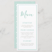 Seafoam blaues geometrisches menükarte (Vorne/Hinten)
