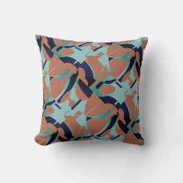 Seafoam Blue-Black Rust Diagonal Art MCM Look Kissen