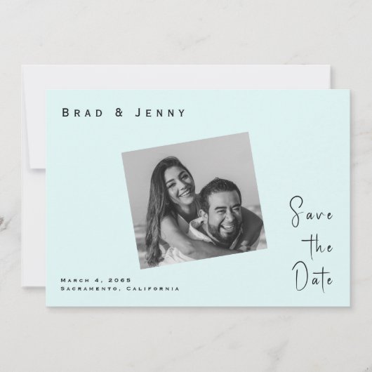Seafoam Couple Foto Wedding Save the Date (Vorderseite)
