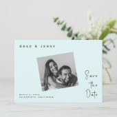 Seafoam Couple Foto Wedding Save the Date (Stehend Vorderseite)