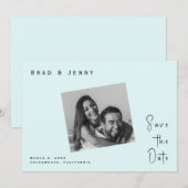 Seafoam Couple Foto Wedding Save the Date (Vorne/Hinten)