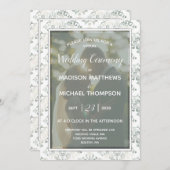 Seafoam Ecru Virtual Wedding Livestream Wedding Einladung (Vorne/Hinten)