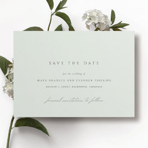 Seafoam   Einfache elegante leichte grüne Hochzeit Save The Date