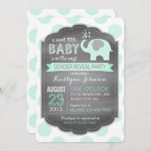 Seafoam Elephant Dot Baby Dusche Einladung (Vorne/Hinten)