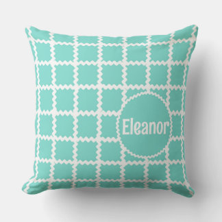 Seafoam Girls Pillow mit Vintagem Ric Rac Kissen