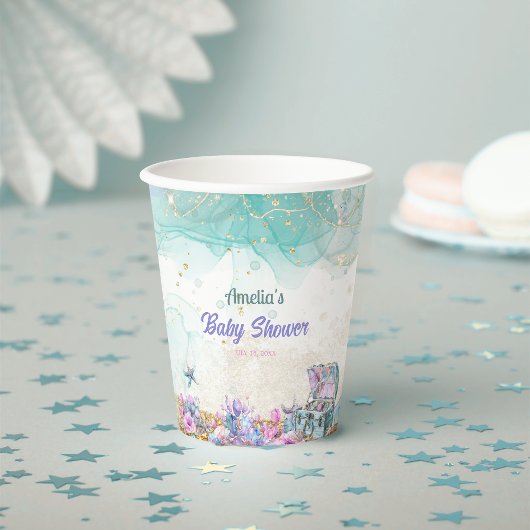 Seafoam Gold Mermaid Coastal Girl Pappbecher