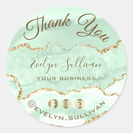 Seafoam Green Agate Vielen Dank Runder Aufkleber (Vorderseite)