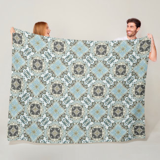 Seafoam Green Aquamarin Türkis Bohemisch Stamm Kun Fleecedecke