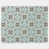 Seafoam Green Aquamarin Türkis Bohemisch Stamm Kun Fleecedecke (Vorderseite (Horizontal))