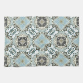 Seafoam Green Aquamarin Türkis Bohemisch Stamm Kun Geschirrtuch (Horizontal)