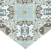 Seafoam Green Aquamarin Türkis Bohemisch Stamm Kun Kurzer Tischläufer (Ecke)