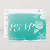 Seafoam Green Beach Seashell Wedding RSVP Postcard Einladungspostkarte (Vorne/Hinten)
