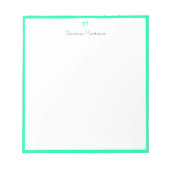 Seafoam Green Border and Heart Custom Script Name Notizblock (Vorderseite)