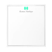 Seafoam Green Bow Border Script Custom Name Script Notizblock (Vorderseite)