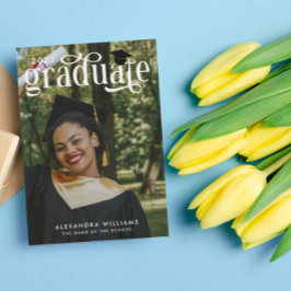 Seafoam Green Elegante White Overlay Foto Graduate Einladung