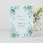Seafoam Green Lush Spring Wedding Einladung (Stehend Vorderseite)