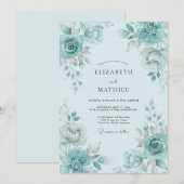 Seafoam Green Lush Spring Wedding Einladung (Vorne/Hinten)