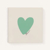Seafoam Green Mint Heart Square Notebook Notizblock (Vorderseite)