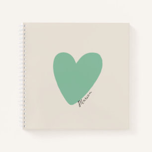 Seafoam Green Mint Heart Square Notebook Notizblock